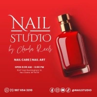 Red Minimalistic Nail Studio Ad Instagram Pos Iphosti le-Instagram template