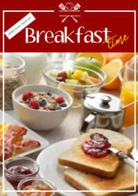 Time Frame Breakfast Blue Breakfast Time A4 Template | PosterMyWall