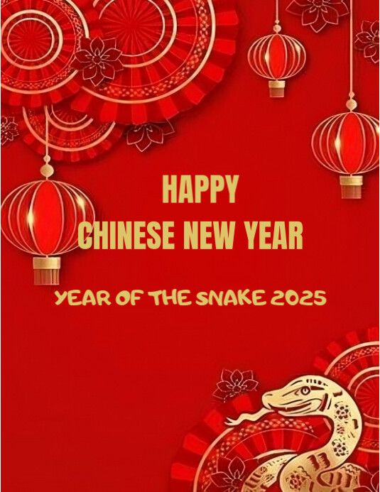 Red Modern & Minimal 2025 Year Of The Snake Spring Festival Flyer (us ...
