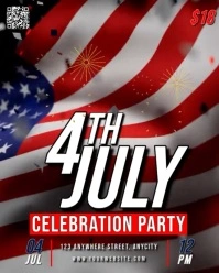 Red Modern & Minimal 4th Of July Party Instagram Portrait template