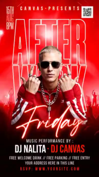 Red Modern & Minimal After Work Music Event Instagram Story Video template