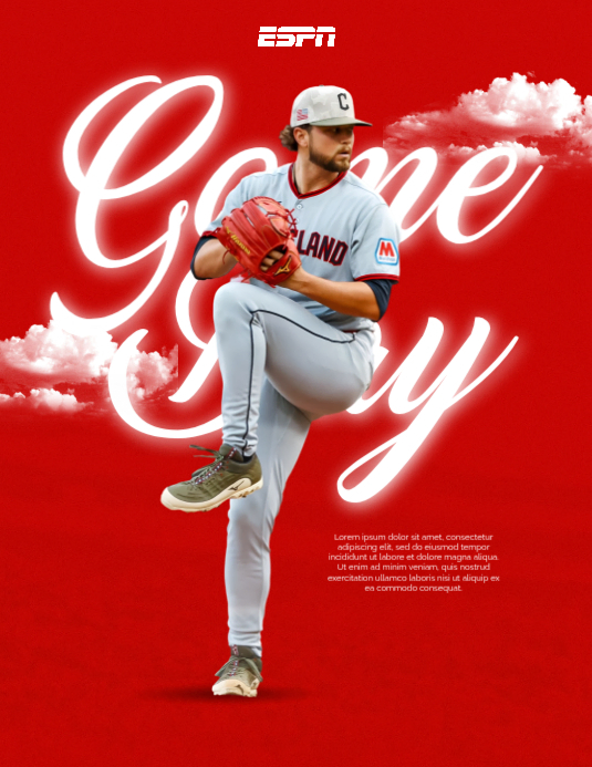 Red Baseball Game Day Flyers Template | PosterMyWall