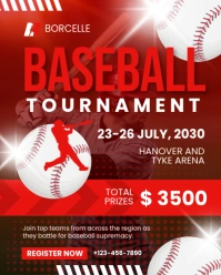 Red Modern & Minimal Baseball Tournament Instagram Portrait template