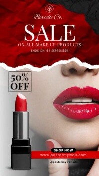 Red Modern & Minimal Beauty Product Reel Instagram template