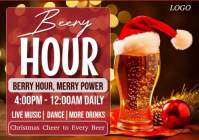 Red Modern & Minimal Beery Hour: Celebrate Christmas In Style!. Happy Hour Festive Celebration  Post Postal template