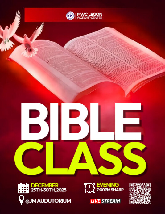 Copy of Red Modern & Minimal Bible Studies Flyer (us Letter) | PosterMyWall