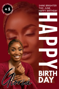 Red Modern & Minimal Birthday Celebration Poster template