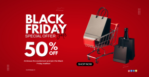 Red Modern & Minimal Black Friday Facebook Event Cover template