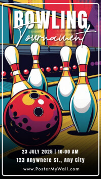 Red Modern & Minimal Bowling Tournament Instagram Story template