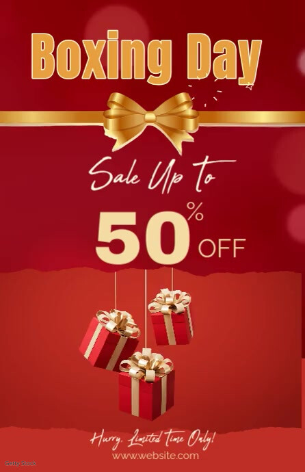Red Modern & Minimal Boxing Day Tabloid Template | PosterMyWall