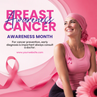 Белый Breast Cancer Awareness Instagram-bericht Template