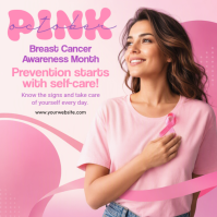Red Breast Cancer Awareness Instagram 帖子 Template