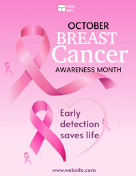 Red Modern & Minimal Breast Cancer Awareness Month  Flyer (us Letter) template