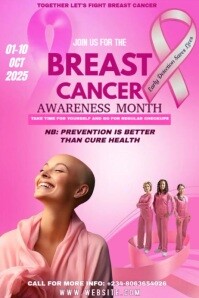 Red Modern & Minimal Breast Cancer Awareness Month  Poster Affiche template