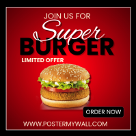 Red Modern & Minimal Burger Promotion Instagram Post template