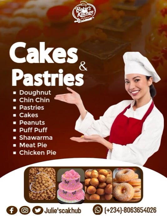 Red Modern & Minimal Cake And Pastry Flyer  Flyer (us Letter) template