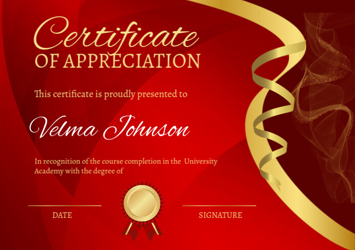 Copy of Red Modern & Minimal Certificate Of Appreciation A4 | PosterMyWall