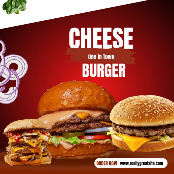 Red Modern & Minimal Cheeseburger Promotion Instagram Post Template ...