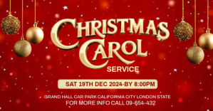Rød Christmas Carol Service Facebook Ad Template