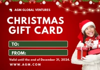 Red Modern & Minimal Christmas Gift Card Postcard Postal template