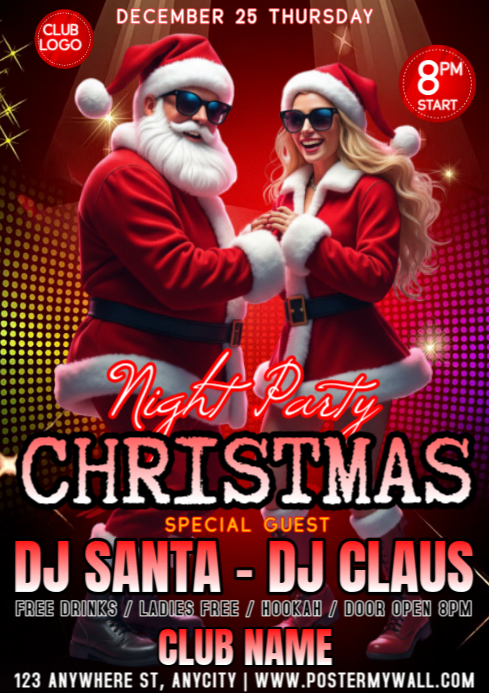 Red Christmas Night Party A4 Template | PosterMyWall