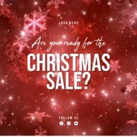 Red Modern & Minimal Christmas Sale Square (1:1) template