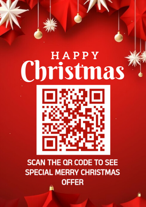 Red Modern & Minimal Christmas Scan Qr Code A4 template