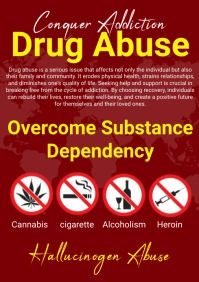 Red Modern & Minimal Drug Abuse A4 template