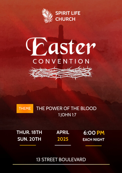 Copy of Red Modern & Minimal Easter Convention Church Service A4 ...