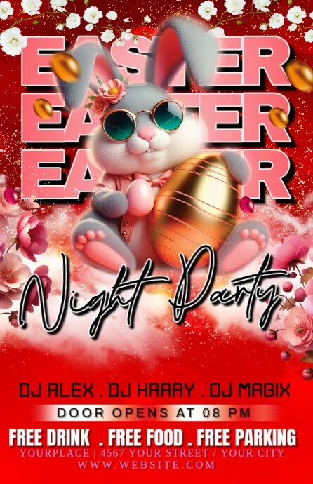 Red Modern & Minimal Easter Half Page Wide template