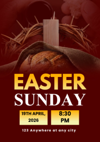 Red Modern & Minimal Easter Sunday A4 template