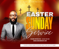 Red Easter Sunday Service 中矩形广告 Template