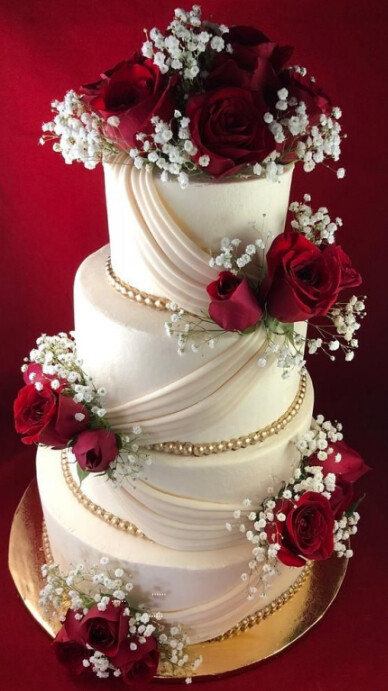Red Modern & Minimal Elegant Wedding Cake Digital Display (9:16) template