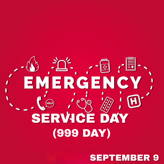 Red Modern & Minimal Emergency Service Day (9 Template | PosterMyWall