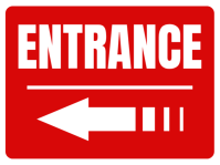 Red Modern & Minimal Entrance Direction Sign  Yard Sign template