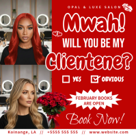 Red Modern & Minimal February Booking Instagram Post template