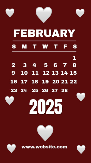 Red Modern & Minimal February Calendar  Instagram Story template