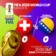 Red Modern & Minimal FIFA World Cup 2026 Match Instagram Post template