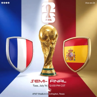 Red Modern & Minimal FIFA World Cup Semi-Final Square Video Quadrado (1:1) template