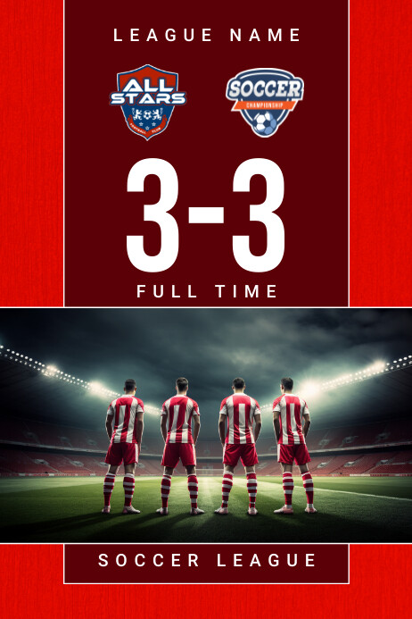 Red Modern & Minimal Final Score Poster template