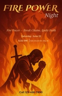 Red Modern & Minimal Fire Power Night Ad Tabloid template