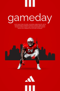 Red Modern & Minimal Football Gameday Poster Cartaz template