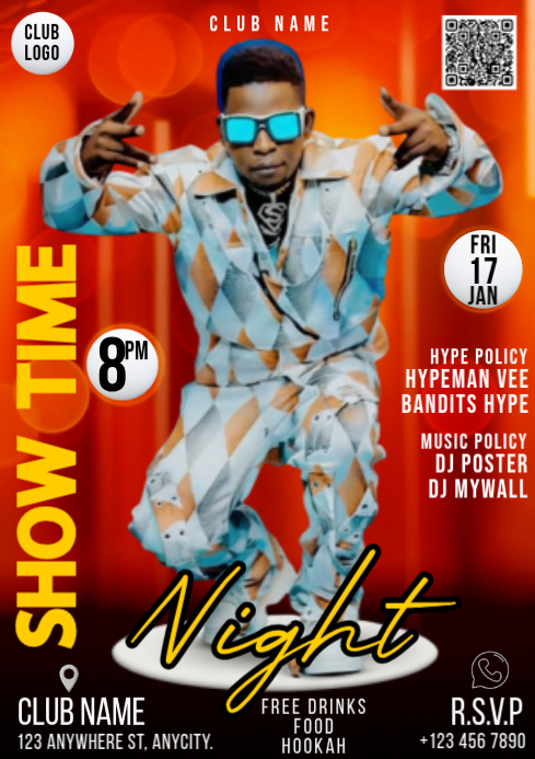 Red Modern & Minimal Friday Night Party Invitation Social Media A4 ...