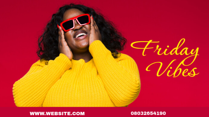 Red Modern & Minimal Friday Vibes Digital Display (16:9) Template ...