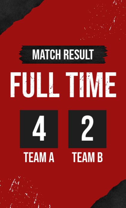 Full Time Match Graphics Copy of Red Modern & Minimal Full Time Match Result Us Legal | PosterMyWall