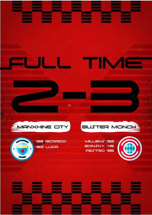Red Modern & Minimal Fultime Soccer Match A4 template