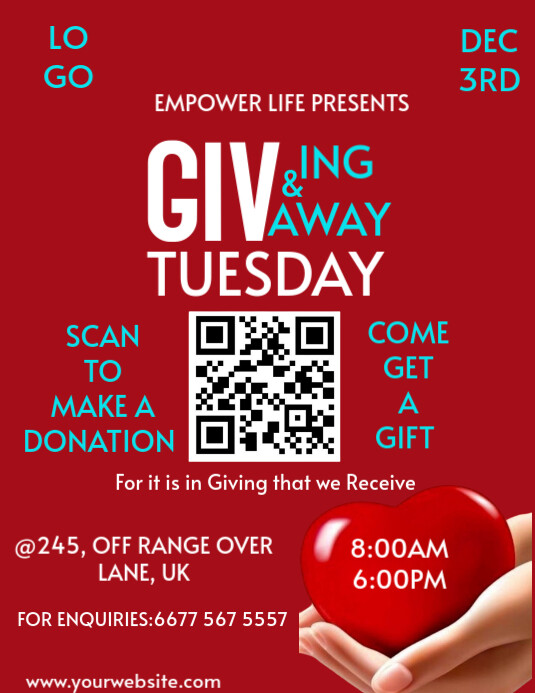 Red Modern & Minimal Giving Tuesday Design And Template Flyer (us ...