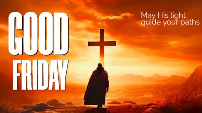 Red Modern & Minimal Good Friday Service Video Digital Display (16:9) template