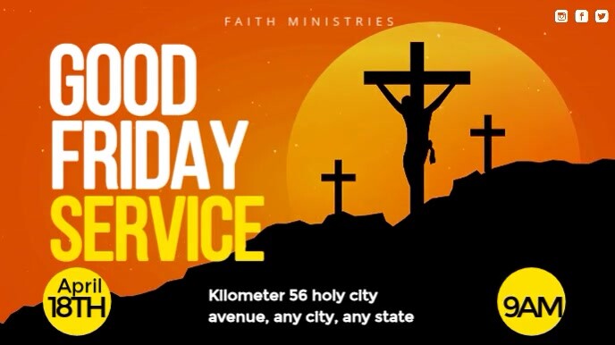 Red Modern & Minimal Good Friday Service Video Digital Display (16:9 ...
