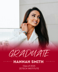 Red Modern & Minimal Graduate Congratulations Graduation Class Of Invite Banner Poter Facebook Flyer Instagram Portrait template